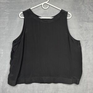 EILEEN FISHER Black Silk Sleeveless Button Front Top XL TG